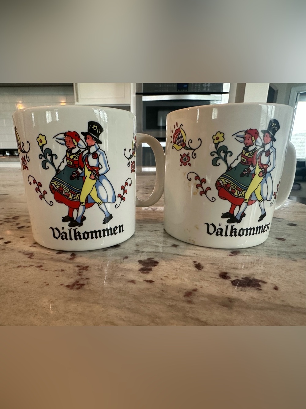 Vintage Grindley England Välkommen Scandinavian Folk Art Mug Set